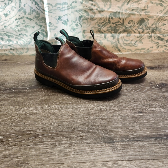 Georgia Giant Boots Mens 11M Romeo Slip-On Work US Brown Leather Oil Resistant - Picture 4 of 13